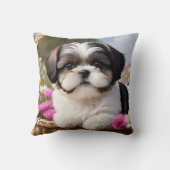 リトルシーズー（犬）子犬かご花 クッション (裏面)