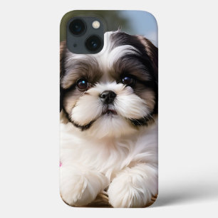 リトルシーズー(犬)子犬かご花 iPhone 13ケース