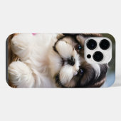 リトルシーズー（犬）子犬かご花 iPhoneケース (裏面横)