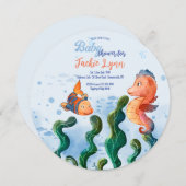 リトルシーホースベビーシャワー招待状 招待状 (正面/裏面)