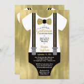リトルジェントンベビーシャワー招待状フェイク金ゴールド 招待状 (正面/裏面)