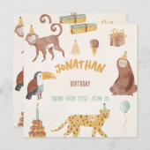 リトルジャングルアニマルズ誕生日 サンキューカード (正面/裏面)