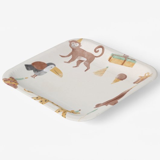 リトルジャングルアニマルズ誕生日 ペーパープレート (傾斜あり)