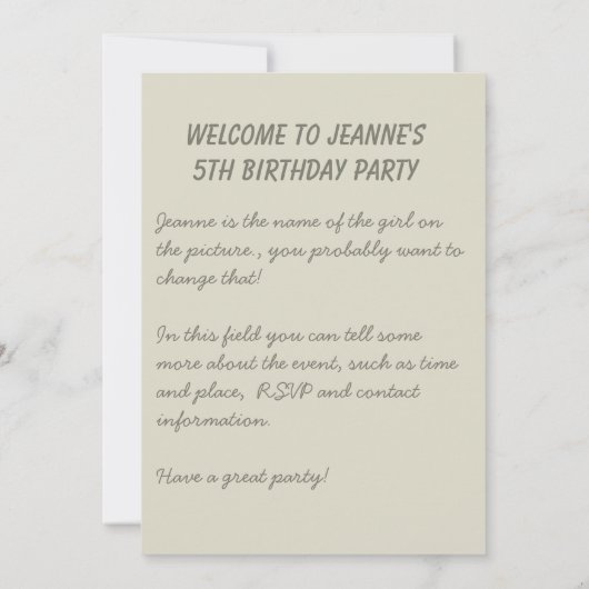 リトルジャンヌCC0161ファインアート誕生日パーティー 招待状 (裏面)