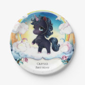 リトルジョイブラックユニコーン誕生日 ペーパープレート (正面)