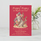 リトルジョーイ（鳥）ショウジョウコウカンチョウレッドベビーシャワー招待状 招待状 (スタンド正面)