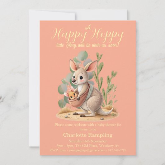 リトルジョーピーチベビーシャワー招待状 招待状 (正面)