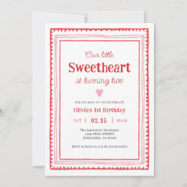 リトルスイートハートバレンタイン2歳の誕生日パーティー 招待状