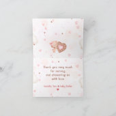 リトルスイートハートピンクバレンタインズガールベイビーシャワー サンキューカード (内部)