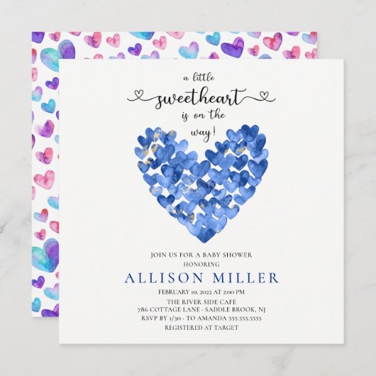 リトルスイートハート ハートボーイズ ベビーシャワー 招待状 (正面/裏面)