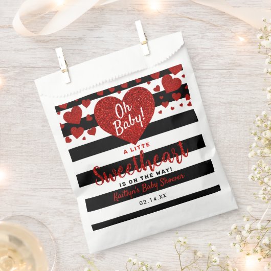リトルスイートハート バレンタインデー ベビーシャワー フェイバーバッグ (クリップ留めされた状態)