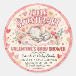 リトルスイートハート バレンタイン エレファント ベイビーシャワー ラウンドシール