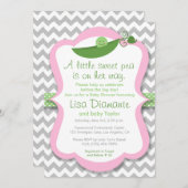 リトルスイートピーガールベビーシャワー招待状 招待状 (正面/裏面)