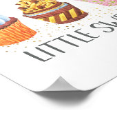 リトルスウィーティウォーターカラーカップケーキ子供部屋子供 ポスター (角)