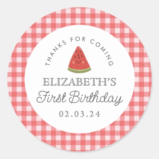 リトルスウィーティスイカファースト誕生日 ラウンドシール (正面)