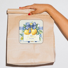 リトルスウィーティブルーボウタイルレモンベビーシャワー スクエアシール