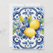 リトルスウィーティブルーボウタイルレモンベビーシャワー 招待状 (裏面)