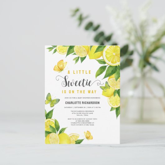 リトルスウィーティレモンシトラスベビーシャワー招待状 ポストカード (スタンド正面)