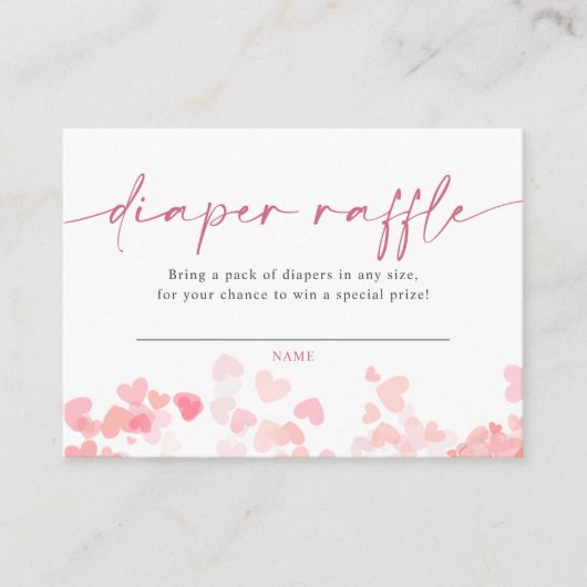 リトルスウィートおむつラッフルガールベビーシャワー エンクロージャーカード (正面)