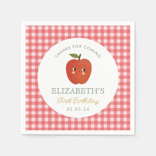 リトルスウィートアップルファースト誕生日 スタンダードカクテルナプキン (正面)