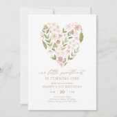 リトルスウィートアートフローラハート誕生日 招待状 (正面)