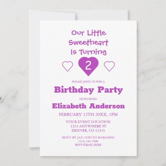 リトルスウィートアート誕生日 招待状 (正面)