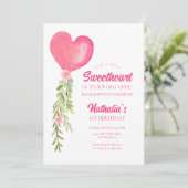 リトルスウィートアート赤いハートバルーン誕生日 招待状 (スタンド正面)