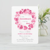 リトルスウィートアート1stバースデーピンクラブハート 招待状 (スタンド正面)