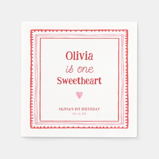 リトルスウィートアール1歳の誕生日パーティー スタンダードカクテルナプキン (正面)