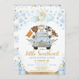 リトルスウィートウッドランドアニマルズボーイ誕生日 招待状