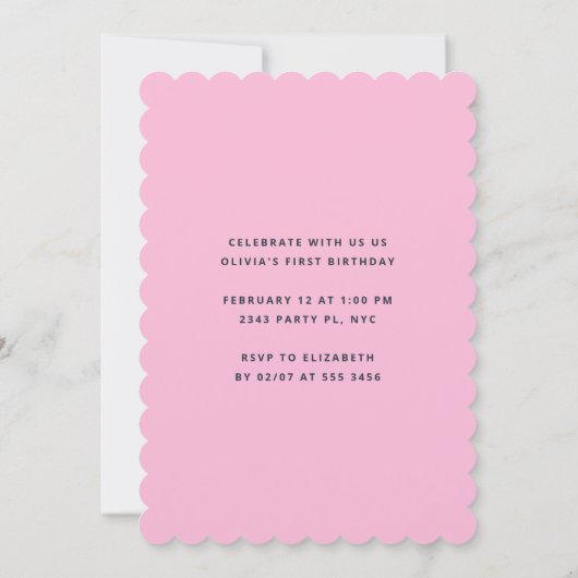 リトルスウィートガールズファースト誕生日招待状 招待状 (裏面)