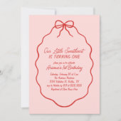 リトルスウィートハンドドラインバレンタイン誕生日 招待状 (正面)