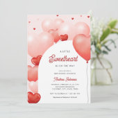 リトルスウィートハート ピンクレッドバルーン ベイビーシャワー 招待状 (スタンド正面)