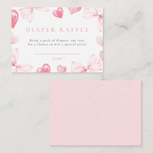 リトルスウィートバウ赤ちゃんシャワーおむつラッフル エンクロージャーカード (正面/裏面)