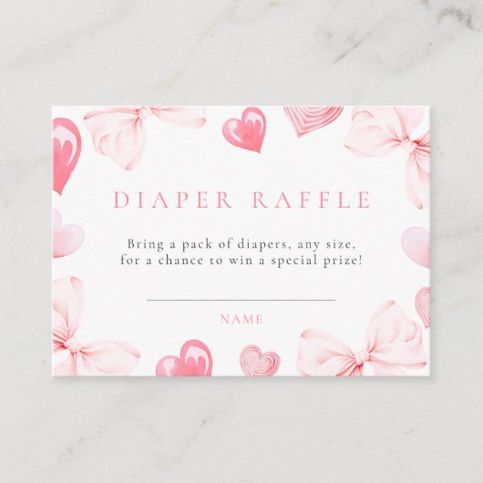 リトルスウィートバウ赤ちゃんシャワーおむつラッフル エンクロージャーカード (正面)