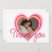 リトルスウィートバレンタインの水の色ベビーシャワー サンキューカード (正面/裏面)