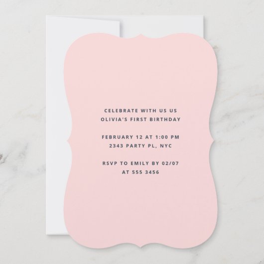 リトルスウィートバレンタインズガールファースト誕生日 招待状 (裏面)