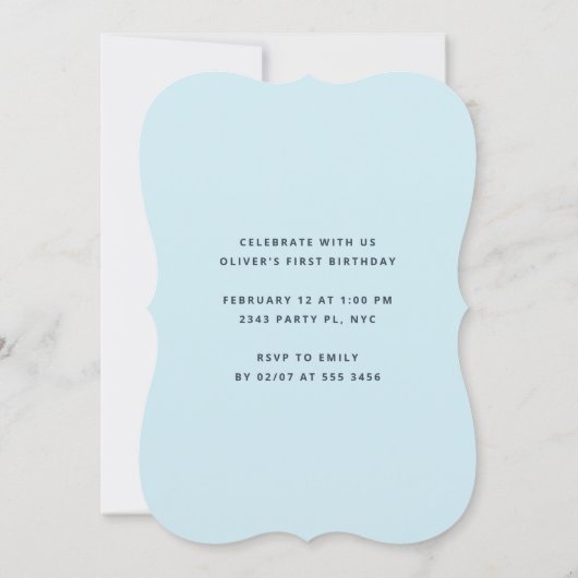 リトルスウィートバレンタインズボーイファースト誕生日 招待状 (裏面)