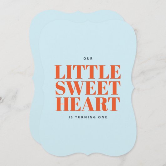 リトルスウィートバレンタインズボーイファースト誕生日 招待状 (正面/裏面)