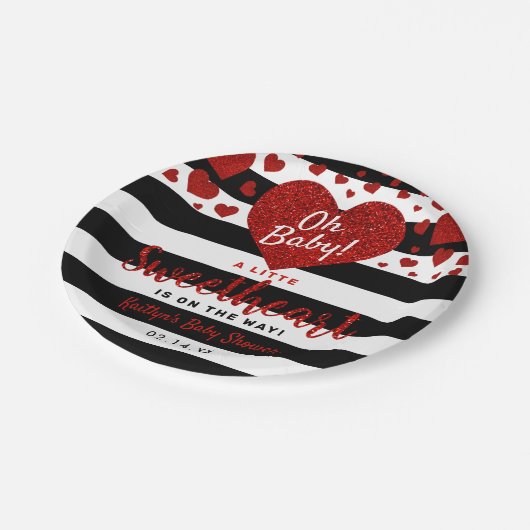 リトルスウィートバレンタインデイベビーシャワー ペーパープレート (アングル)