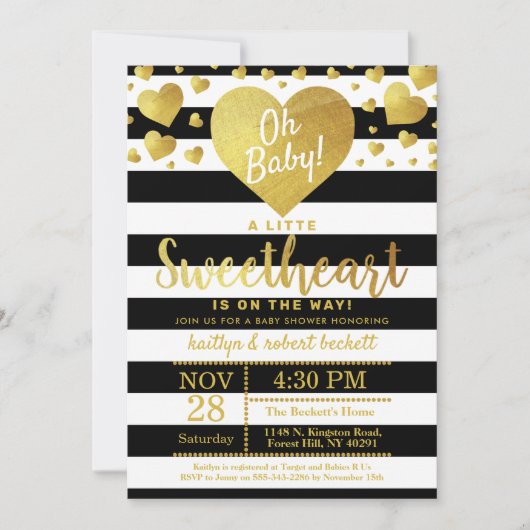 リトルスウィートバレンタインデイベビーシャワー 招待状 (正面)