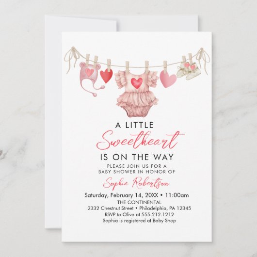 リトルスウィートバレンタインデーシャワー 招待状 (正面)