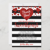 リトルスウィートバレンタインデー任意の年齢誕生日 サンキューカード (正面)