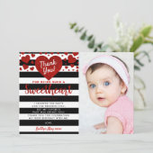 リトルスウィートバレンタインデー任意の年齢誕生日 サンキューカード (スタンド正面)