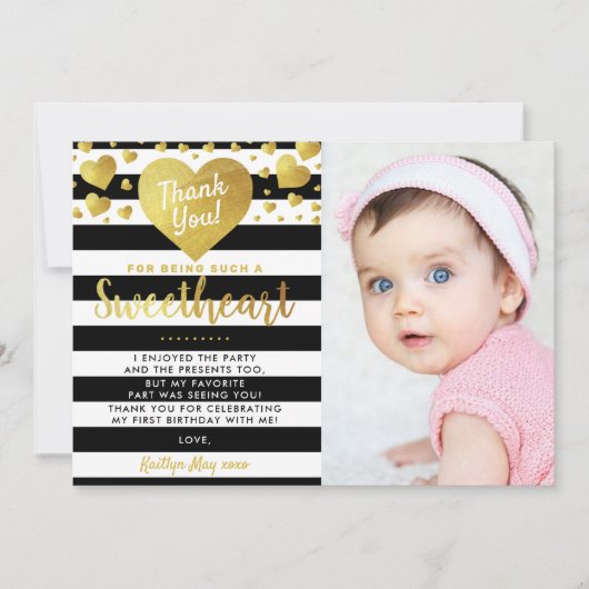 リトルスウィートバレンタインデー任意の年齢誕生日 サンキューカード (正面)