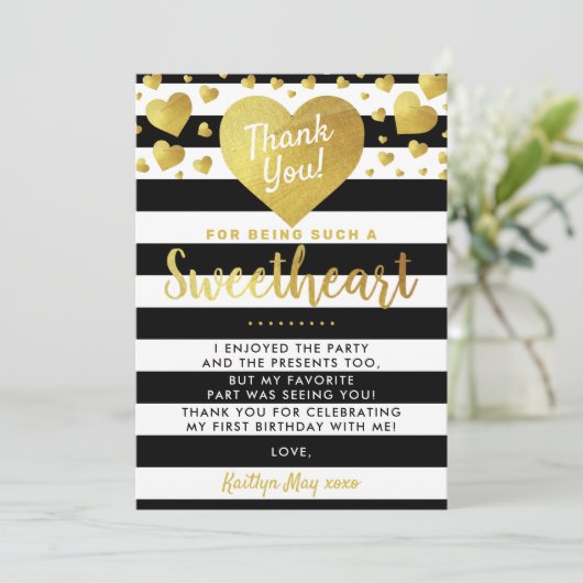 リトルスウィートバレンタインデー任意の年齢誕生日 サンキューカード (スタンド正面)