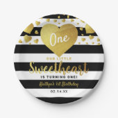 リトルスウィートバレンタインデー任意の年齢誕生日 ペーパープレート (正面)