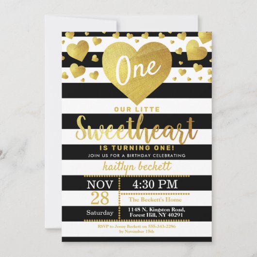 リトルスウィートバレンタインデー誕生日 招待状 (正面)