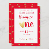 リトルスウィートバレンタインハートファースト誕生日 招待状 (正面/裏面)