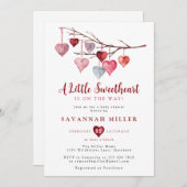 リトルスウィートバレンタインハートベビーシャワー 招待状 (正面/裏面)
